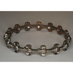 Vintage Figural Elephant Bangle Bracelet Silver Tone Repeating Elephants